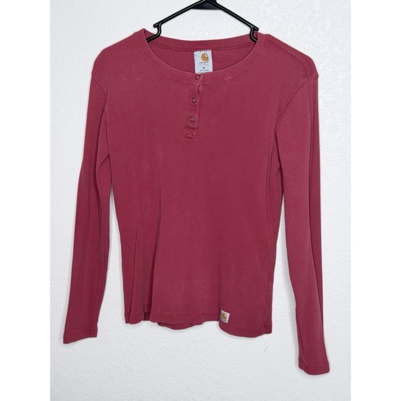 Carhartt Tops - Carhartt Henley Ribbed Thermal Top Womens Size M Burgandy Vintage Inspired